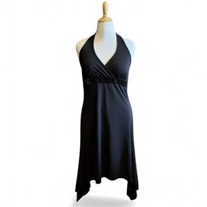 VTG y2k Taboo Women's 1X Black Halter Dress Handkerchief Hem Sequin